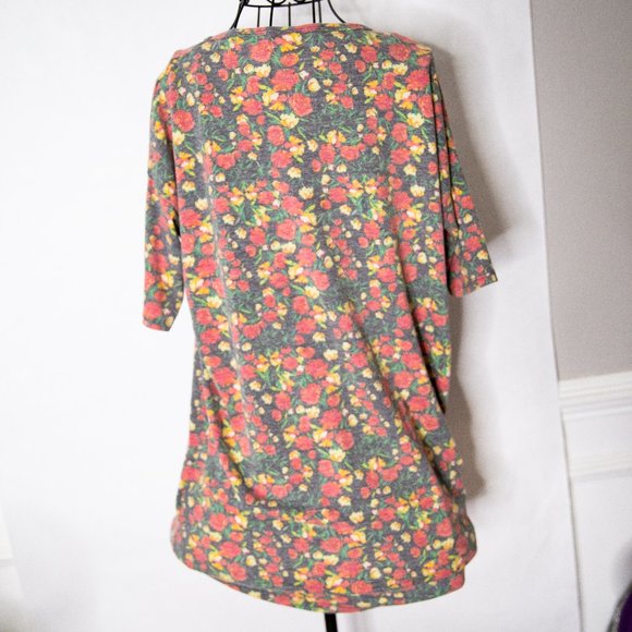 LulaRoe Gray and Floral print tee, Size XXS, Great Condition! - Picture 2 of 10